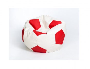 Кресло-мешок Мяч большой Экокожа бело-красное в Тобольске - tobolsk.mebel-74.com | фото