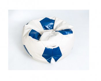 Кресло-мешок Мяч большой Экокожа бело-синее в Тобольске - tobolsk.mebel-74.com | фото