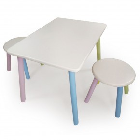Детский комплект стол и два табурета круглых  (Белый, Белый, Цветной) в Тобольске - tobolsk.mebel-74.com | фото