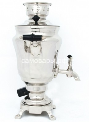 Электрический самовар из латуни никелированный на 1,5 литра форма "Тюльпан" с защитой от выкипания в Тобольске - tobolsk.mebel-74.com | фото