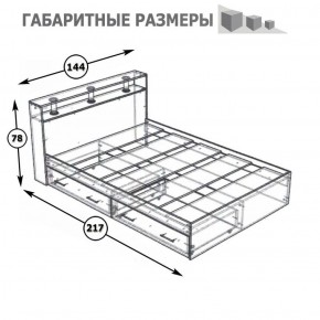 Камелия Кровать с ящиками 1400, цвет белый, ШхГхВ 143,5х217х78,2 см., сп.м. 1400х2000 мм., без матраса, основание есть в Тобольске - tobolsk.mebel-74.com | фото