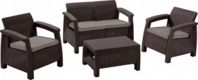 Комплект мебели Корфу сет (Corfu set) коричневый - серо-бежевый * в Тобольске - tobolsk.mebel-74.com | фото