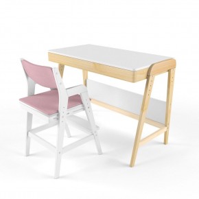 Комплект растущий стол и стул с чехлом 38 попугаев «Вуди» (Белый, Белый, Розовый) в Тобольске - tobolsk.mebel-74.com | фото