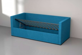 Кровать с ПМ (арт.030) (с/м 900*2000мм) (б/матр), ткань синяя в Тобольске - tobolsk.mebel-74.com | фото