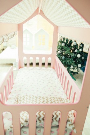 Кровать-домик без ящика 800*1600 (Розовый) в Тобольске - tobolsk.mebel-74.com | фото