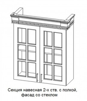 Секция навесная 2-х ств. с полкой "Верона", фасад со стеклом (800) в Тобольске - tobolsk.mebel-74.com | фото