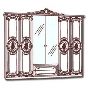 Шкаф 6-и дверный с зеркалами (01.146) Роза (могано) в Тобольске - tobolsk.mebel-74.com | фото