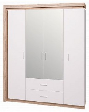 Шкаф для одежды с ящиками 4-х створчатый с зеркалом Люмен 16 в Тобольске - tobolsk.mebel-74.com | фото