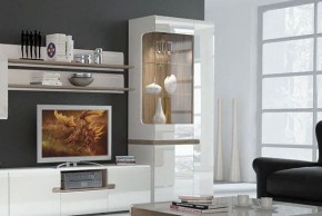 Шкаф с витриной 3D/TYP 01L, LINATE ,цвет белый/сонома трюфель в Тобольске - tobolsk.mebel-74.com | фото