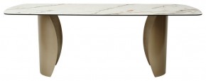 Стол BRONTE 220 KL-188 Контрастный мрамор матовый, итальянская керамика/ Шампань, ®DISAUR в Тобольске - tobolsk.mebel-74.com | фото
