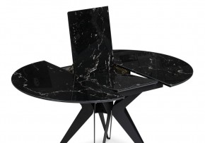 Стол стеклянный Рикла 110(150)х110х76 черный мрамор / черный в Тобольске - tobolsk.mebel-74.com | фото